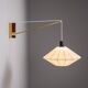 Suspendable wall lamp with brass and wood details