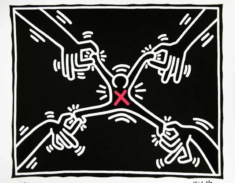 Limited Edition Lithograph by Keith Haring, Numbered in Pencil, 1990s