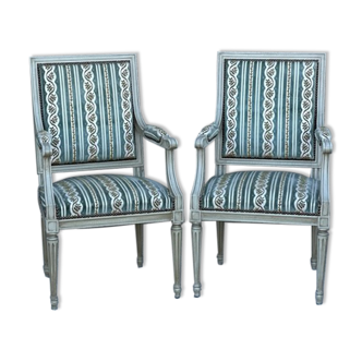 Pair of Louis XVI style convertible armchairs