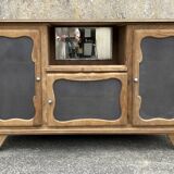 Low sideboard, bar, storage unit, wood, compass legs,