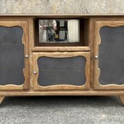 Low sideboard, bar, storage unit, wood, compass legs,
