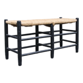 Wooden bench and straw