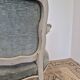 Louis XV style cabriolet armchair in patinated wood and velvet