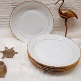 Set 6 hollow plates porcelain white and gold