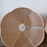 Pair of vintage rattan lampshades