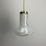 Suspension in cloudy and transparent white glass, Italian, 1960.