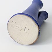 Vase soliflore en céramique bleue, Aage Würtz Danemark, années 60