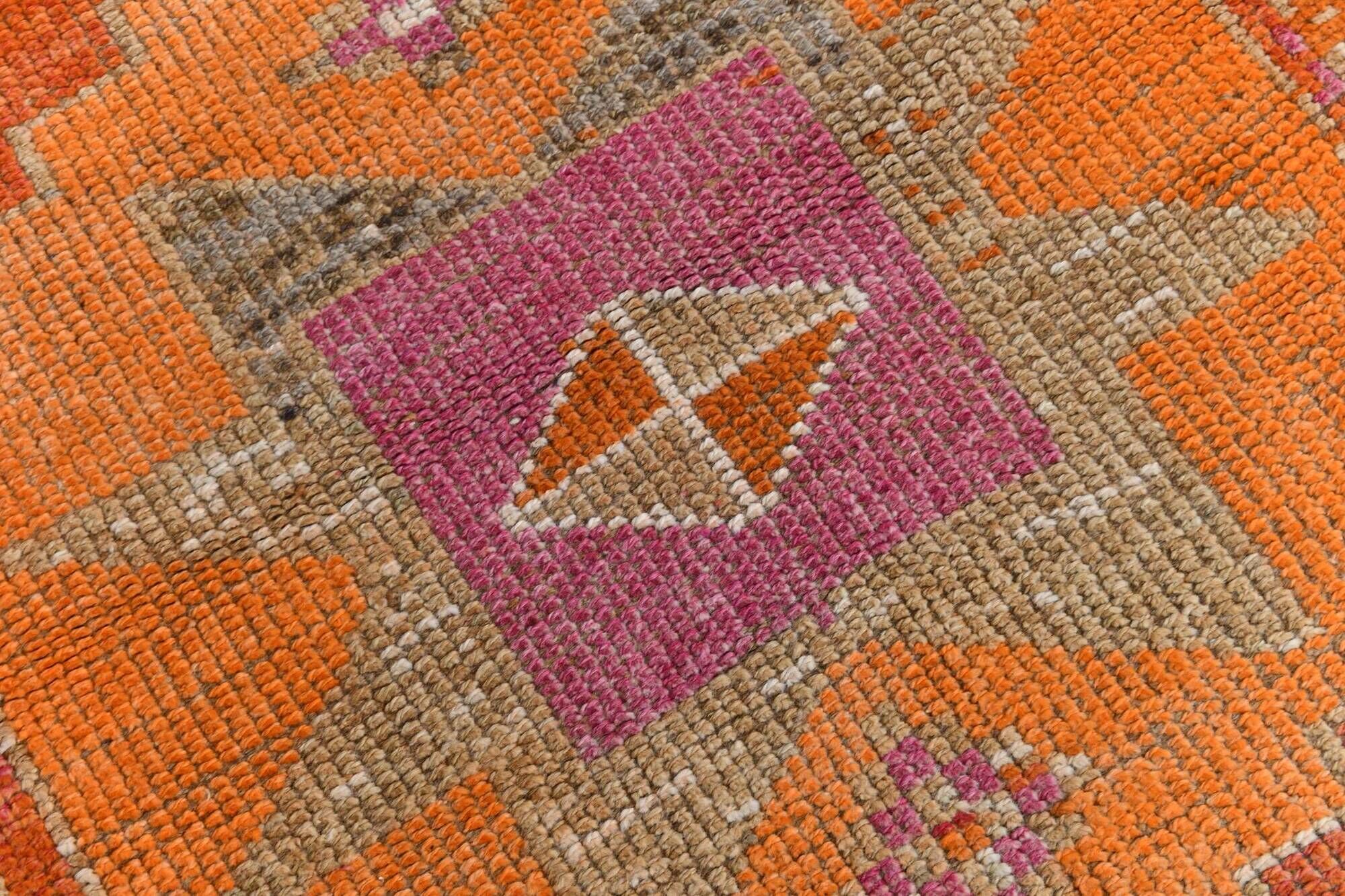 Tapis de couloir persan orange et rose