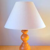 Scandinavian turned wooden lamp 60s
