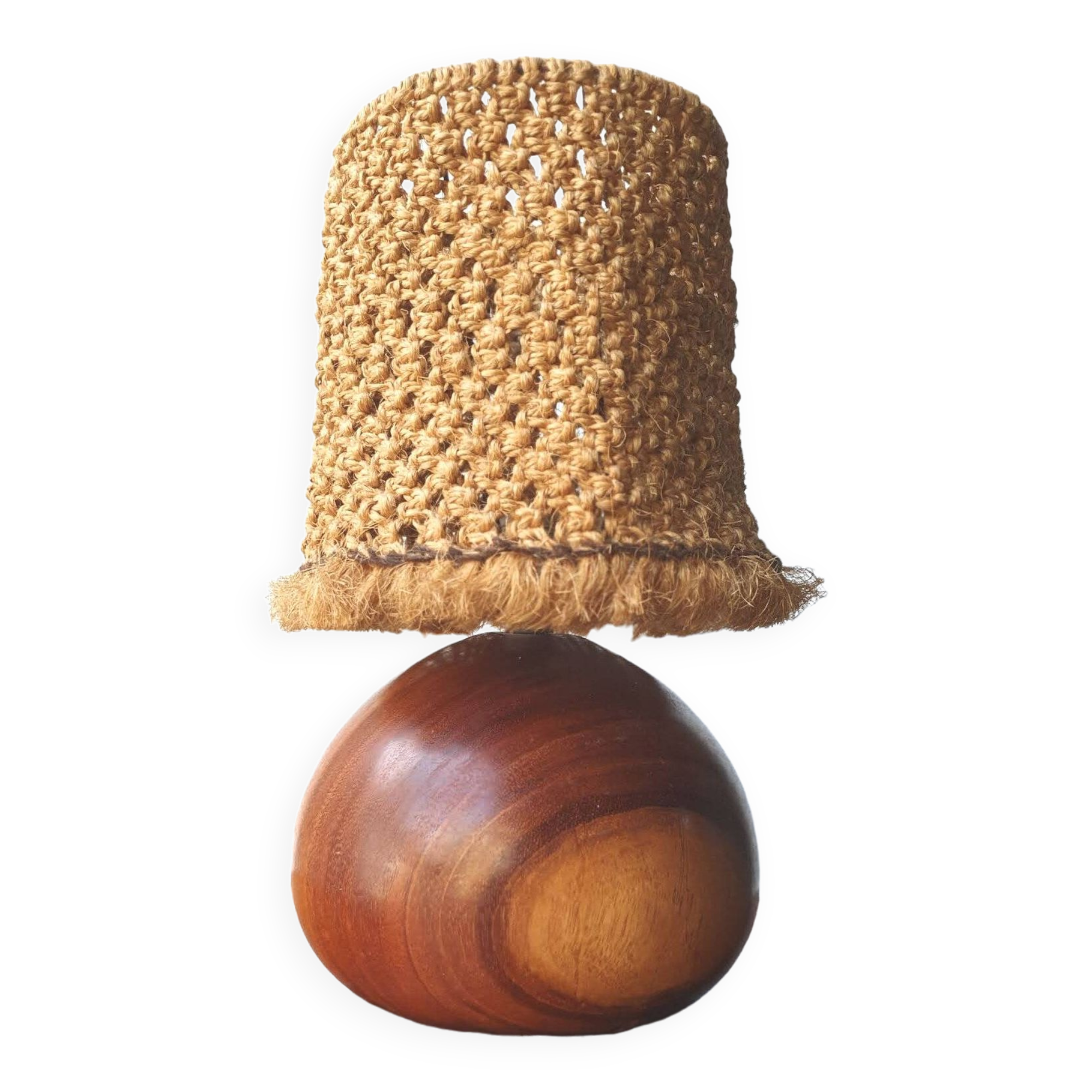 Solid wood lamp with rope shade