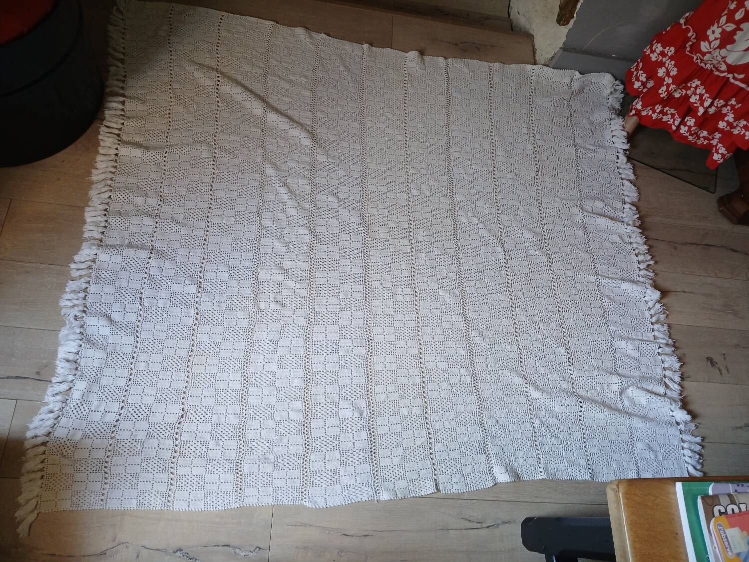 Antique crochet bedspread/plaid