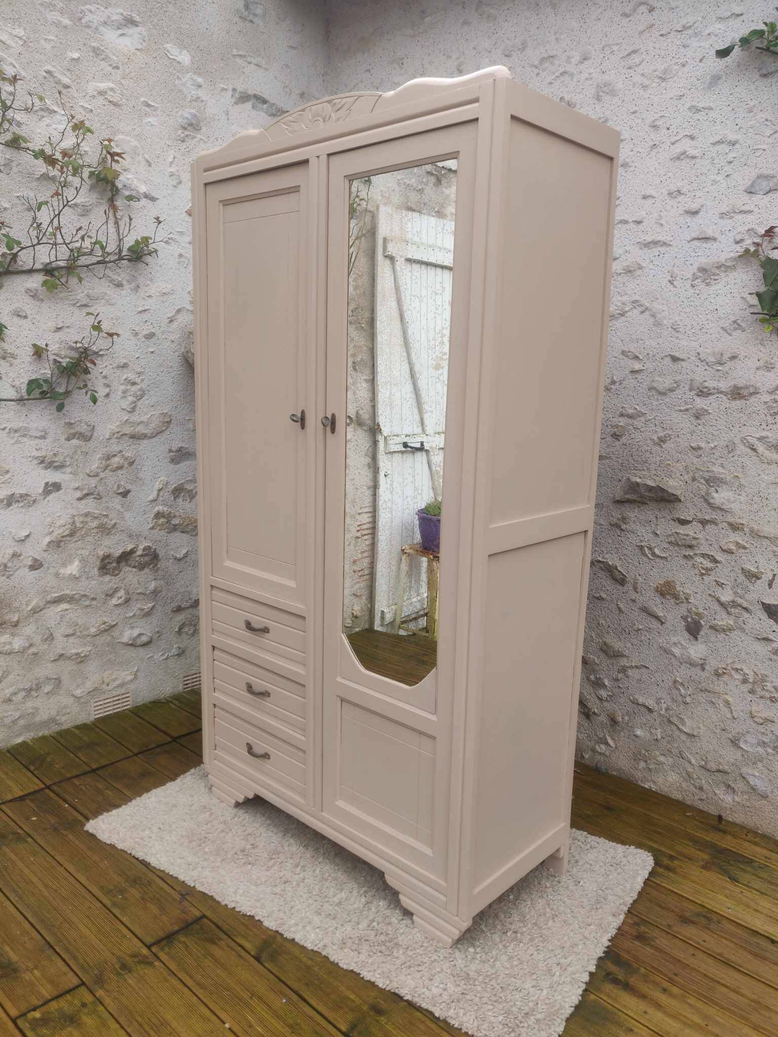 Beige art deco wardrobe