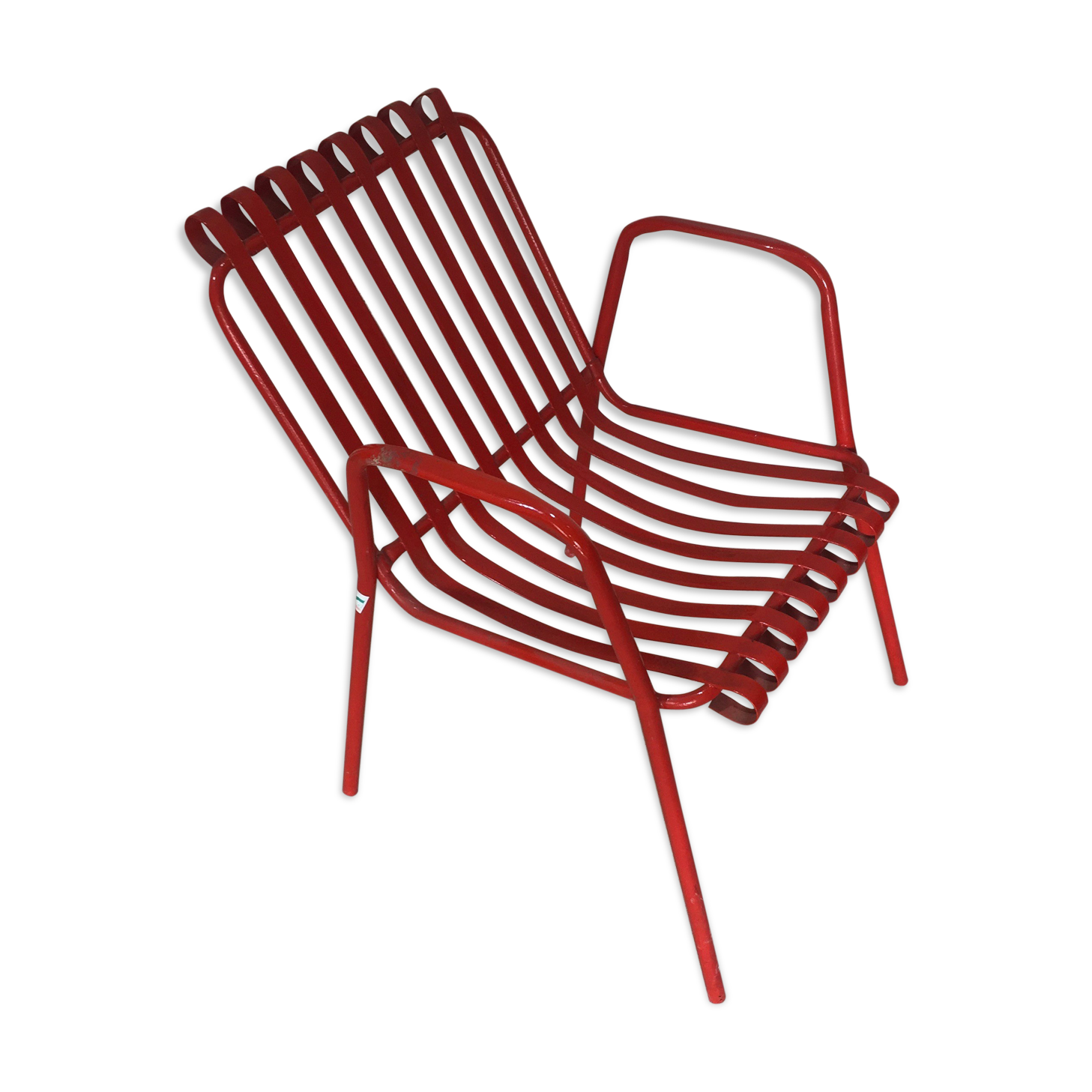 1960s red metal chair published by Stil Garden