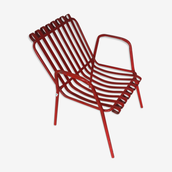 1960s red metal chair published by Stil Garden