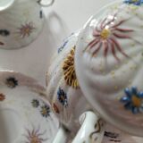 coffee pot, cup and saucers