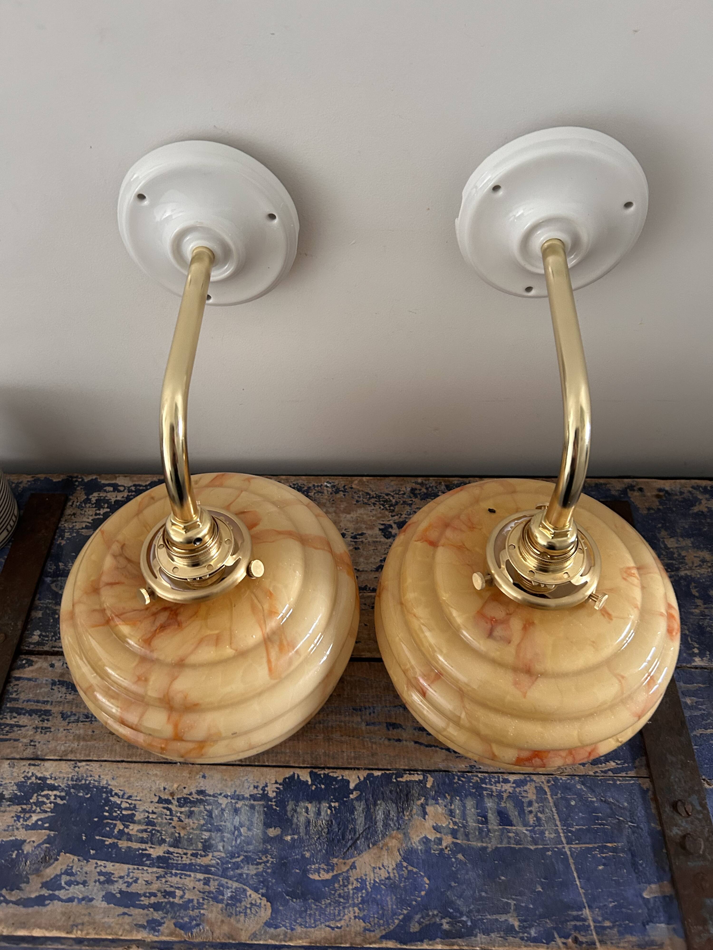 Pair of Art Deco globe wall lights