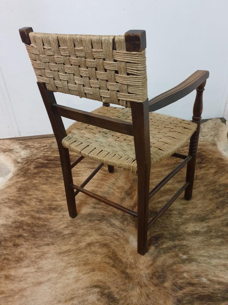 Wood armchair and braided rope