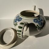 Green and blue teapot floral motif Badonviller