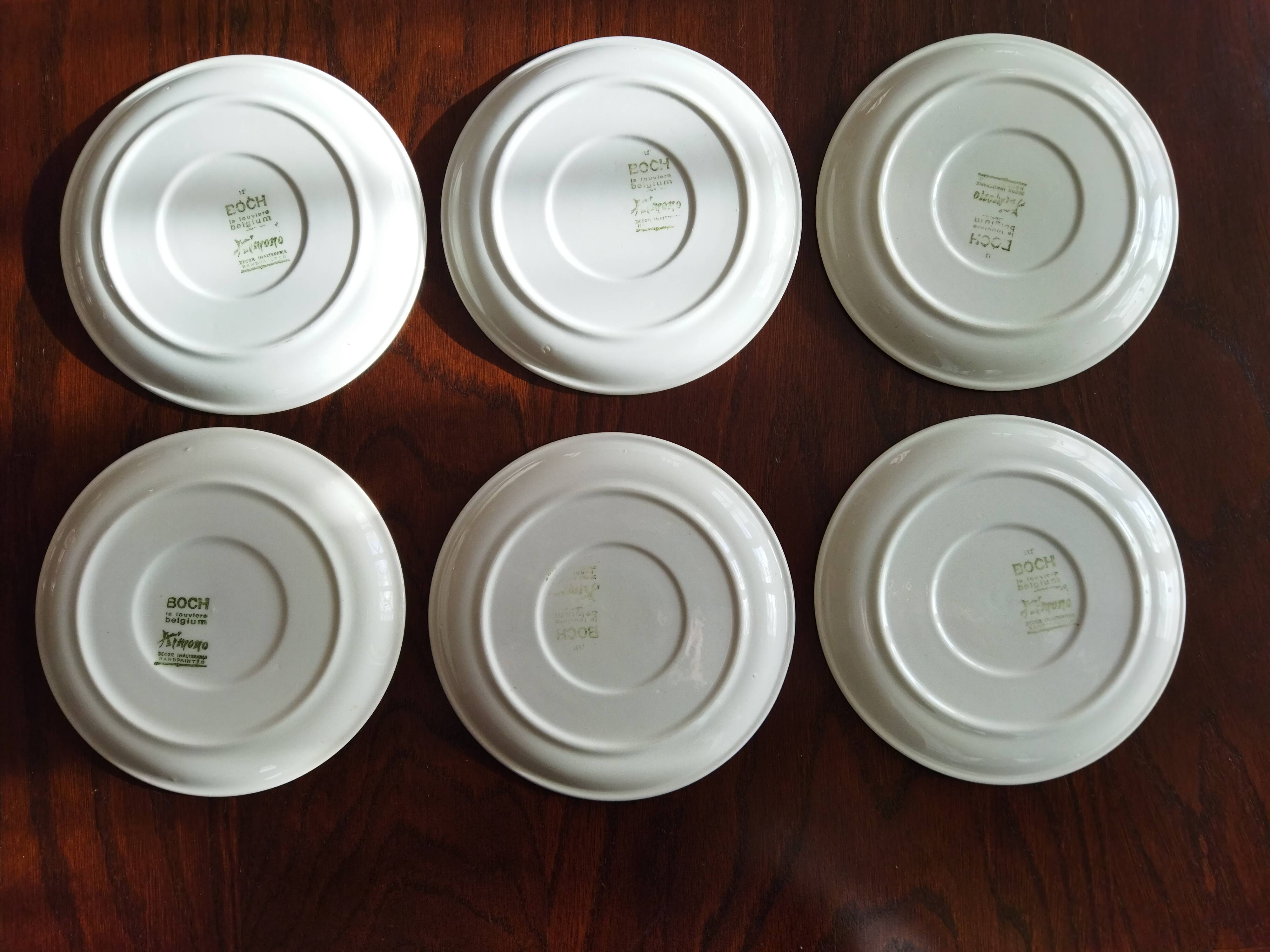 6 cups and cake plates Kimono Boch La Louvière