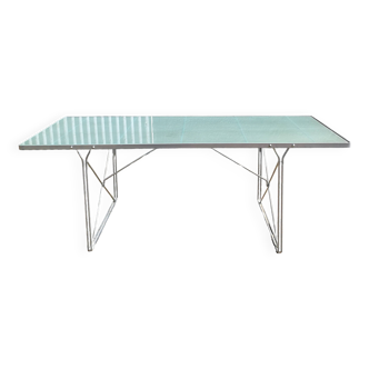 Moment glass and metal table by Niels Gammelgaard for Ikea