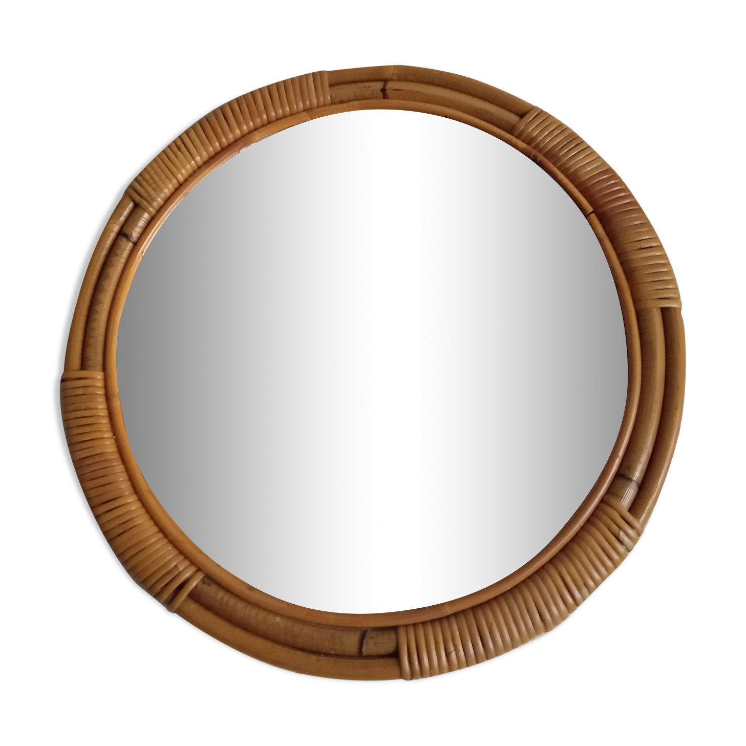 Vintage bamboo mirror 46cm