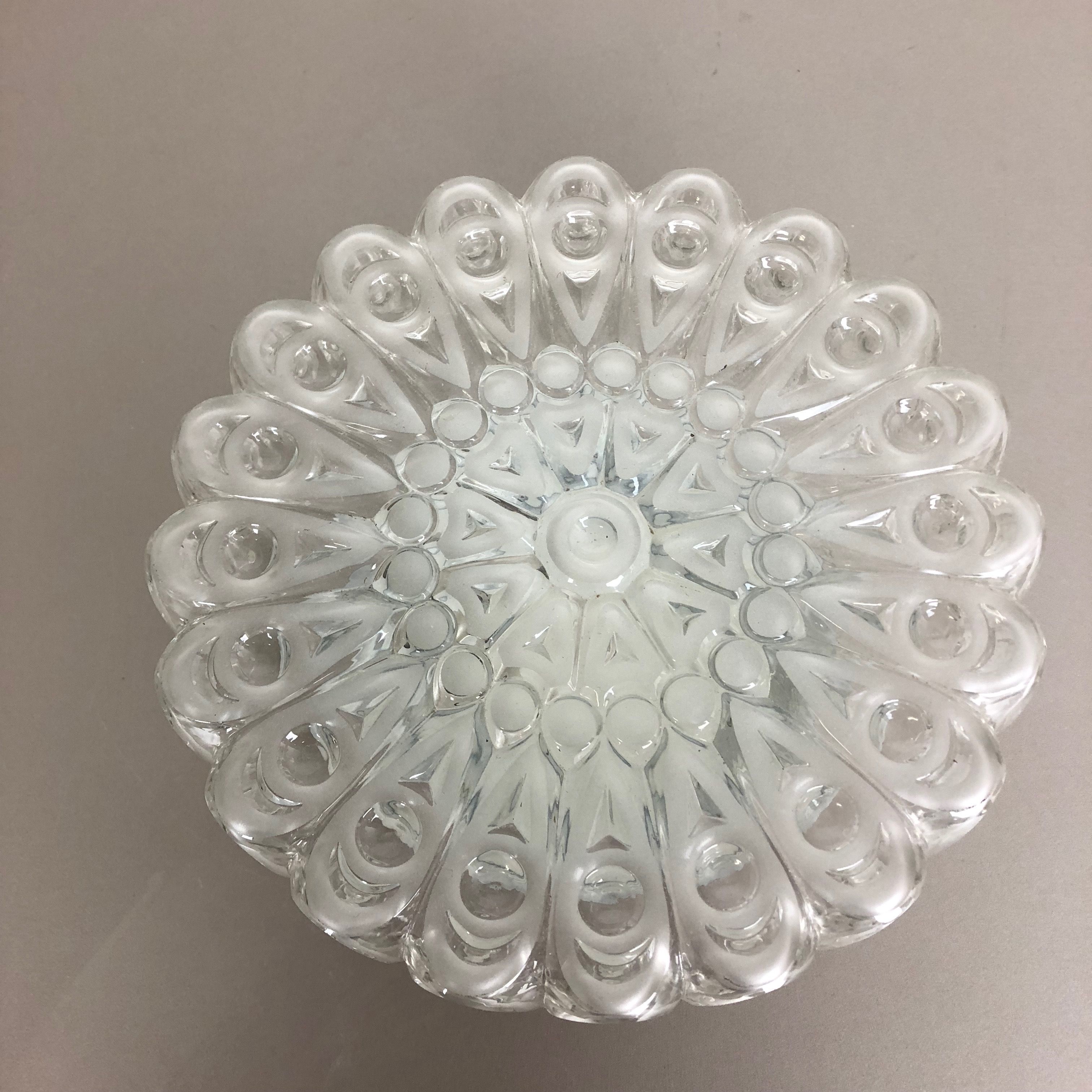 Modernist Floral Glass Wall Light Sconce Made by Hillebrand, Germany, 1970s