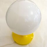 1960s globe table lamp, yellow metal base