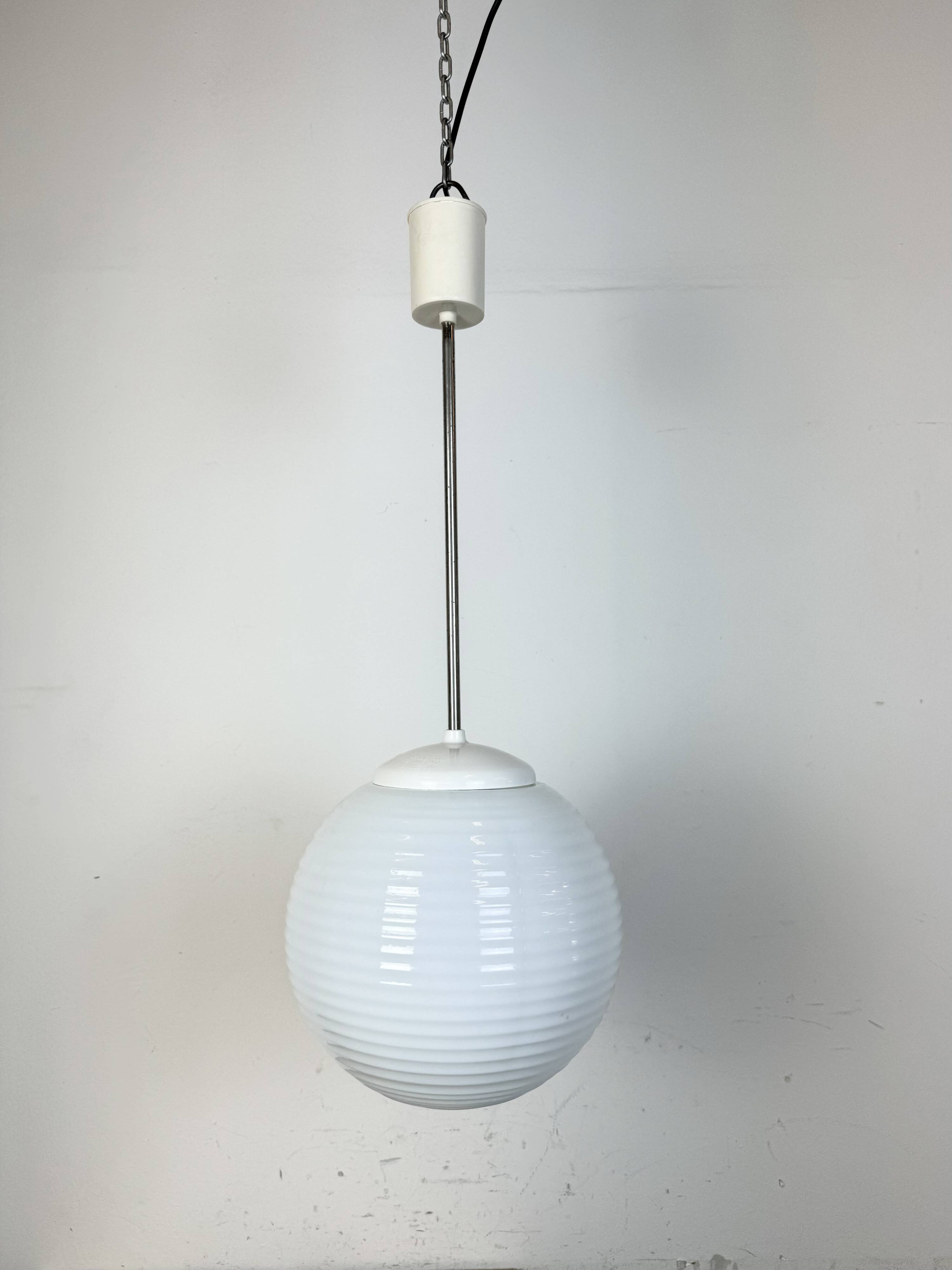 Vintage Chandelier with Milk Glass from Elektrosvit, 1960s