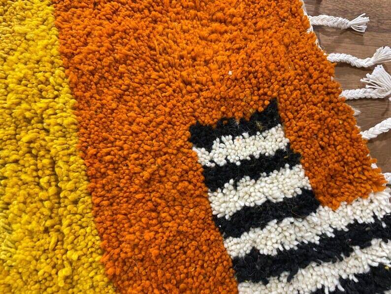 Traditional coloured Beni Ourain Berber rug, size 140 x 260 cm.