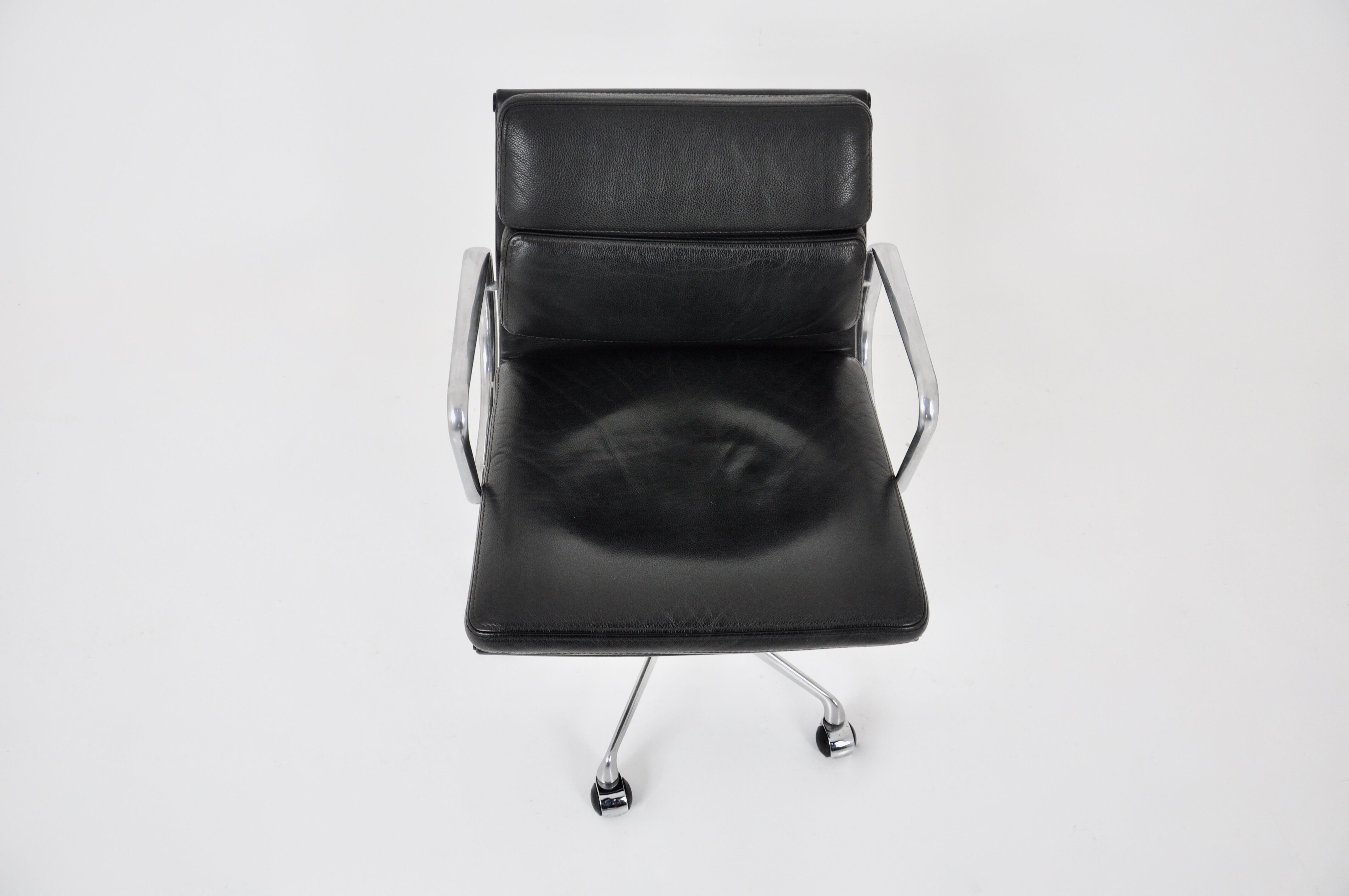 Black leather Soft Pad Chair by Charles & Ray Eames for ICF, 1970S