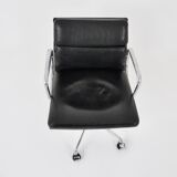 Black leather Soft Pad Chair by Charles & Ray Eames for ICF, 1970S