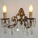 French Vintage Double Bronze & Crystal Wall Light - Stylized Dolphin Detail