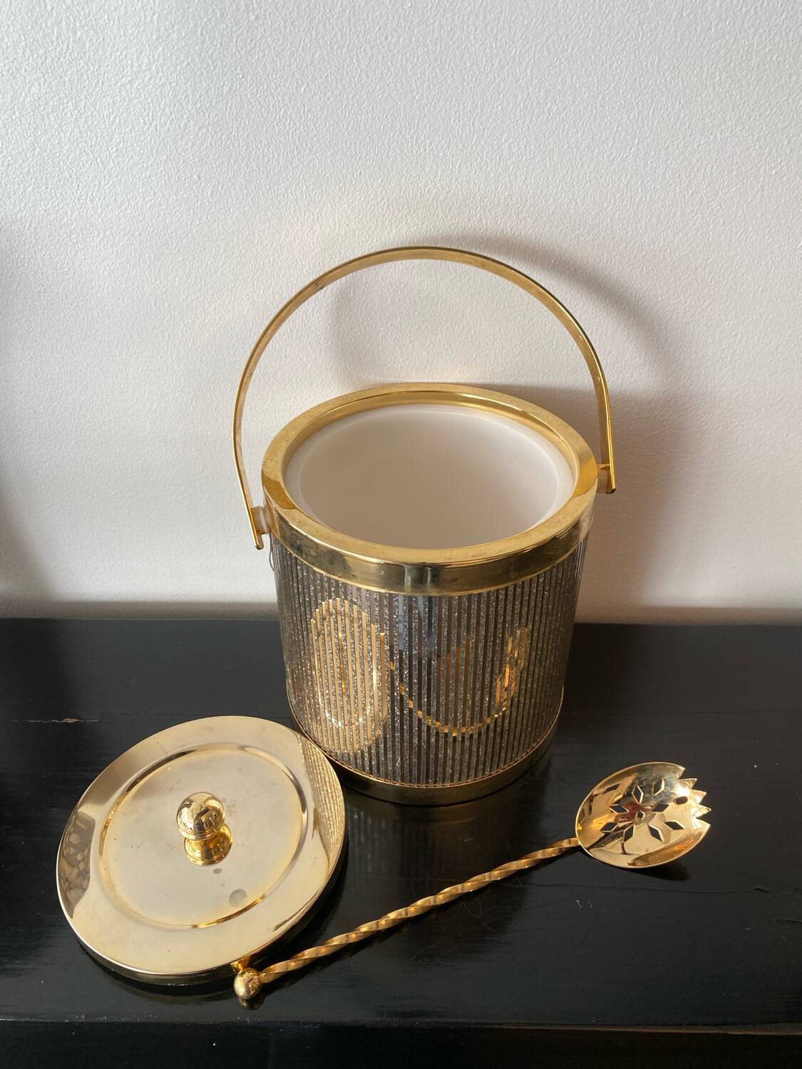 Vintage Hollywood Regency Gold Ice Bucket