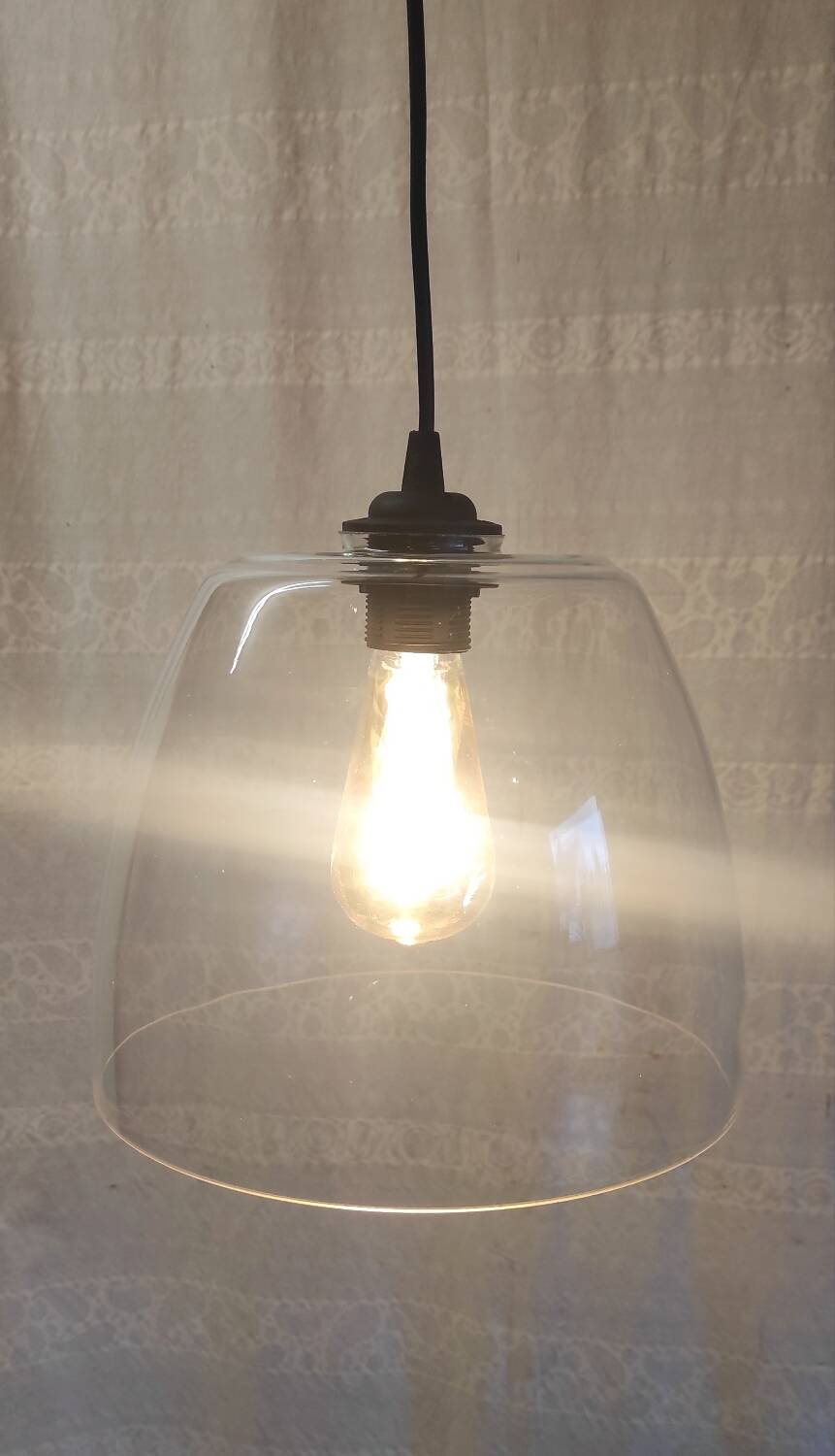 Vintage glass bell pendant light - late 20th century