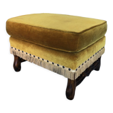 Jean Roche footrest in velvet and wood