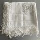 Old embroidered square tablecloth bordered bobbin lace