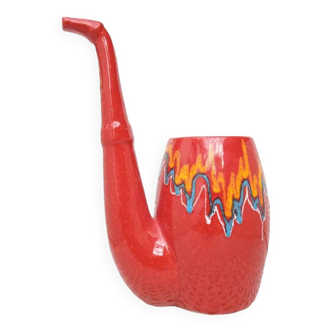 Italian Bertoncello ceramic vase, red ceramic vase