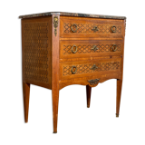 Commode antique avec intarsia &plateau en marbre