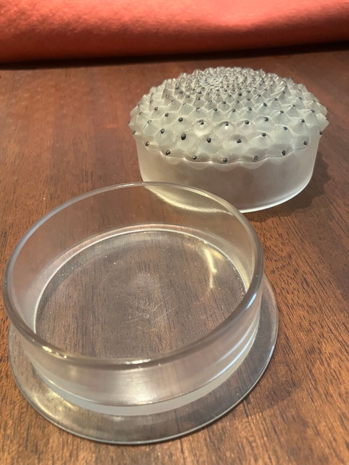 Lalique Cactus perfume bottle and powder box set