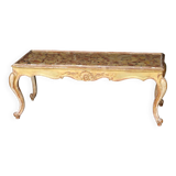 19th century coffee table. Gilded stucco and marble.