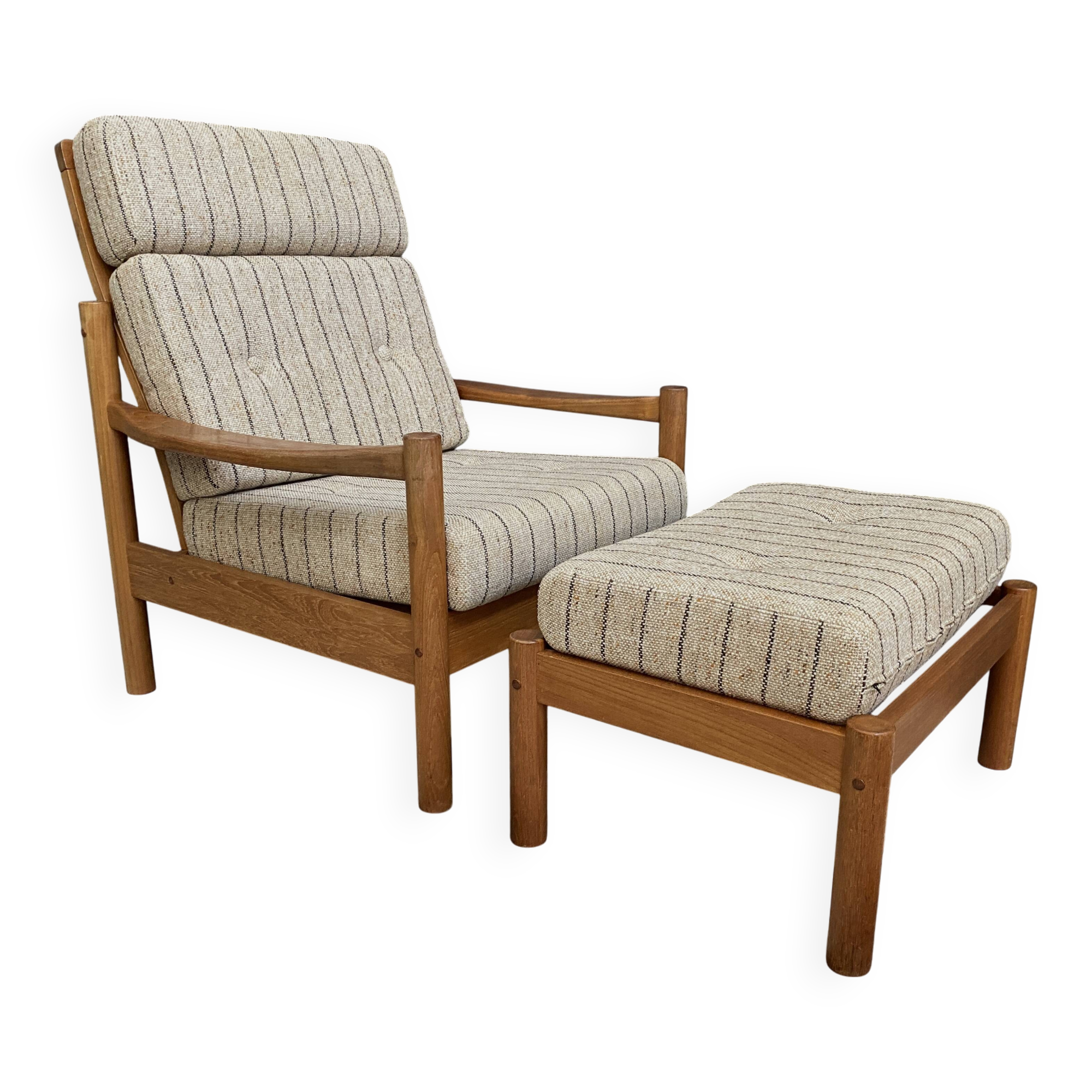 High back relax chair with hocker 1960s by Tarm Stole Denmark