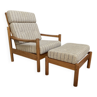 Fauteuil relax à dossier haut avec repose-pieds, années 1960, par Tarm Stole, Danemark