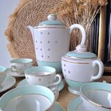 Vintage white and aqua tea service - gold trim - Luneville