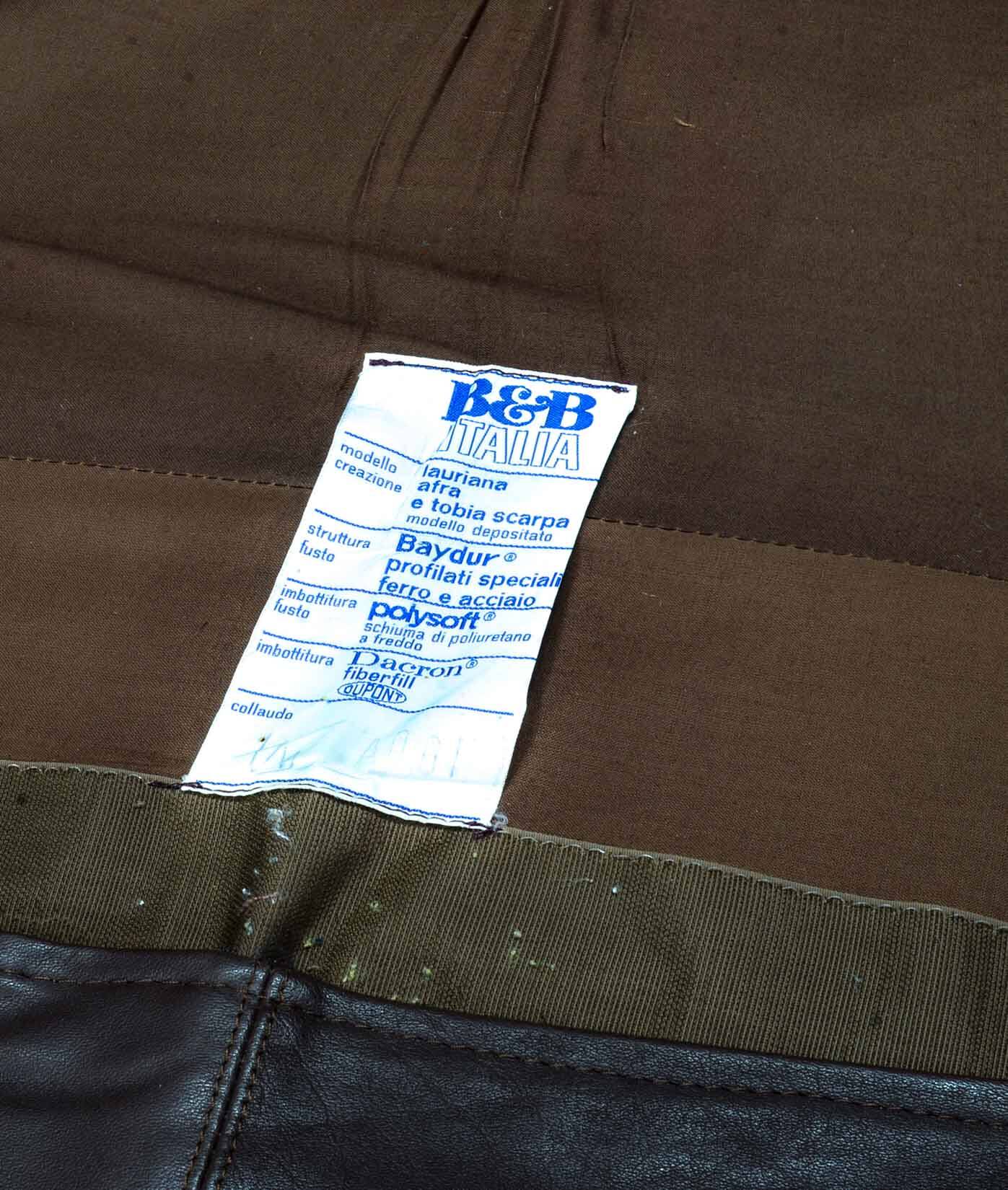 Afra and Tobia Scarpa for B&B Italia Chocolate Brown Leather Two Seat Sofas