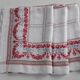 Large red and white tablecloth 1m95x2m85 and its 12 monogrammed “gf” napkins