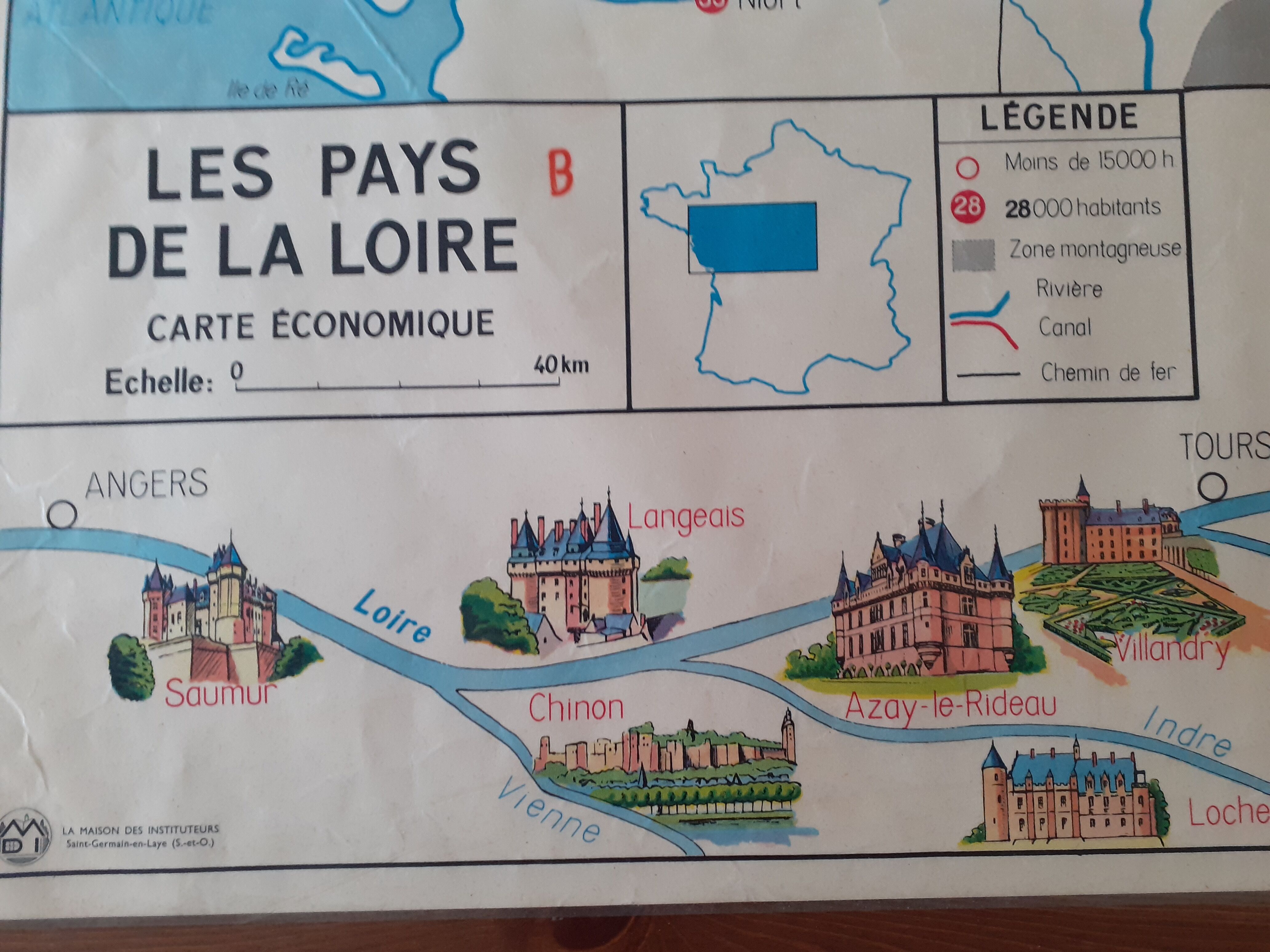 Educational map Brittany and Vendée Pays de la Loire Castles of the Loire