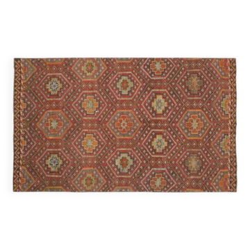 1970s Vintage Turkish Oushak Handmade Wool Cotton Red Area Rug 169x280