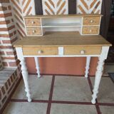 Bureau à tiroirs patiné blanc