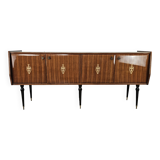 Mid-century 1960s mahogany sideboard with glass top