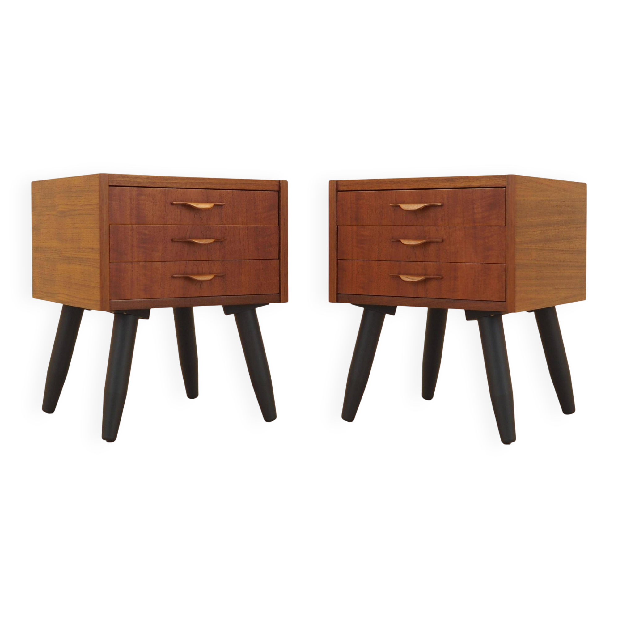 Danish teak bedside chests of drawers, 1960s